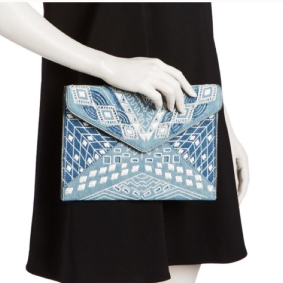⭐️SALE⭐️ NWT Rebecca Minkoff Light Denim Clutch - Picture 2 of 8